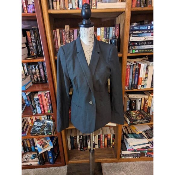 CALVIN Klein grey stretch blazer one button sz p nwt - Picture 1 of 9